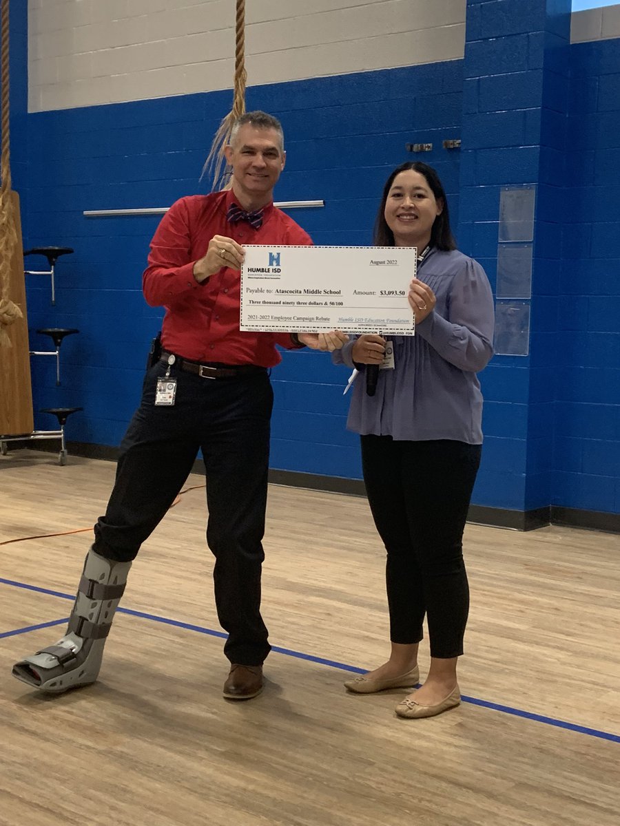 SteveSteinke76's tweet image. Thank you @HumbleISD_FDN ! Over $3K back to @HumbleISD_AMS from our employee giving campaign #AtascaTigers #GiveGenerously