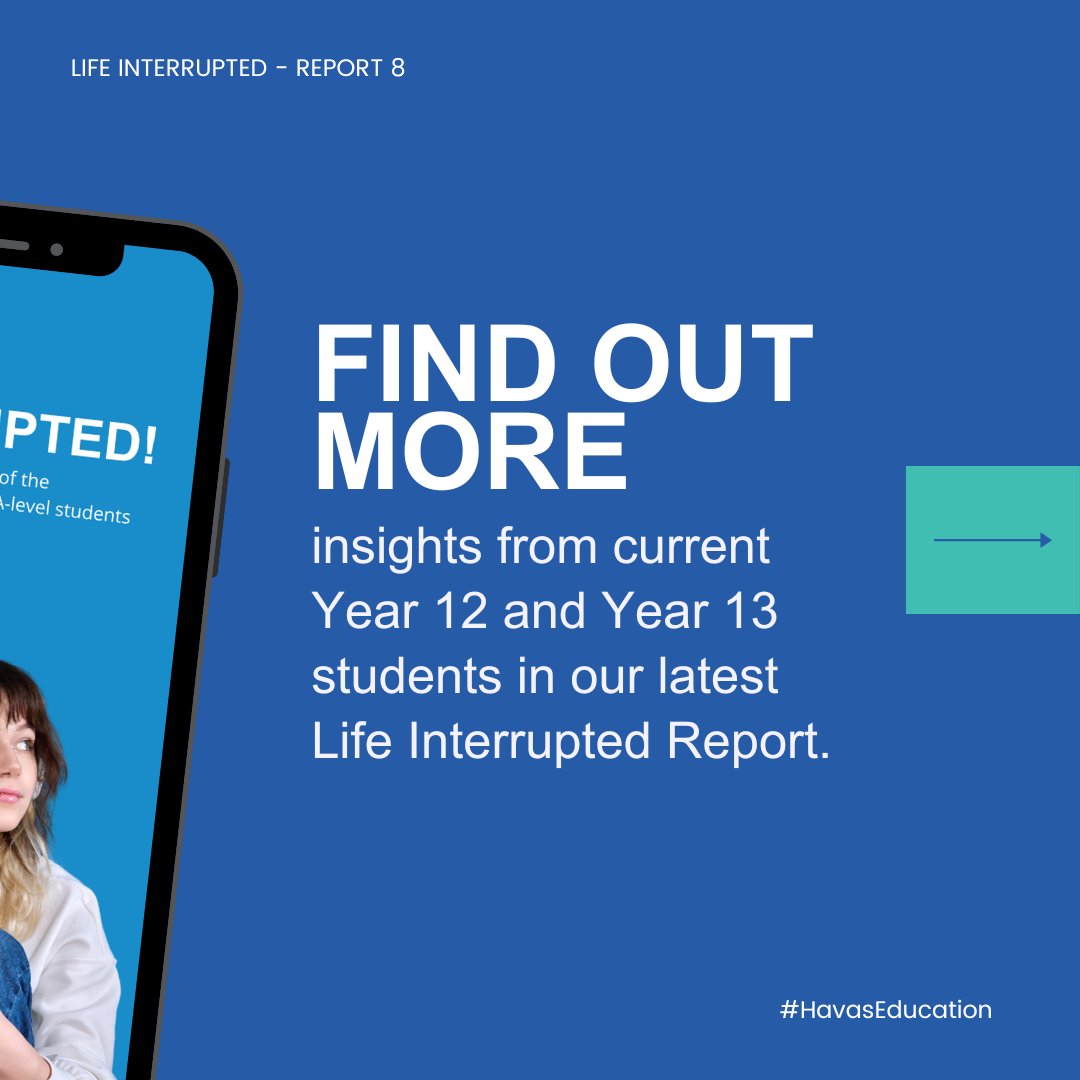 HavasEducation's tweet photo. Life Interrupted is back!

Originally launched in 2020, our study tracks the impact of the pandemic on A-level students.  Now, two years on, it is clear this long-term impact is still being felt today: https://t.co/3qyk9WXrK1 https://t.co/MrNJ7dlb3Z