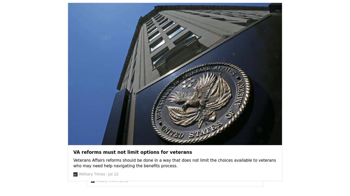 Military Times report on VA reforms.