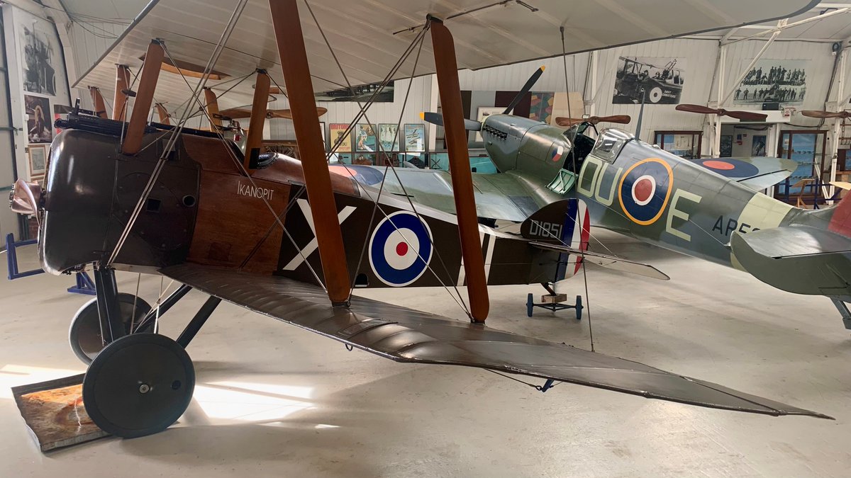 ShuttleworthTru's tweet photo. Meet the Shuttleworth fighters! 🛩️

We currently have a temporary display of some of Britain’s finest fighter aircraft in Hangar One featuring our 1918 Sopwith Camel and our 1941 Supermarine Spitfire Vc. 

Book your 30-day admission ticket at https://t.co/K5tGx12NQl https://t.co/17kQWVlYSE