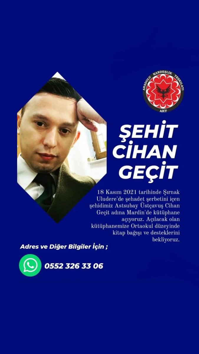 1 KİTAP 1 KÜTÜPHANE SENDE AZİZ ŞEHİTLERİMİZ İÇİN DUYARSIZ KALMA!!!
#yıldızlıkütüphaneler
<a href="/Ateskonn/">kullanıcı yok</a> @turkcubirlikTB