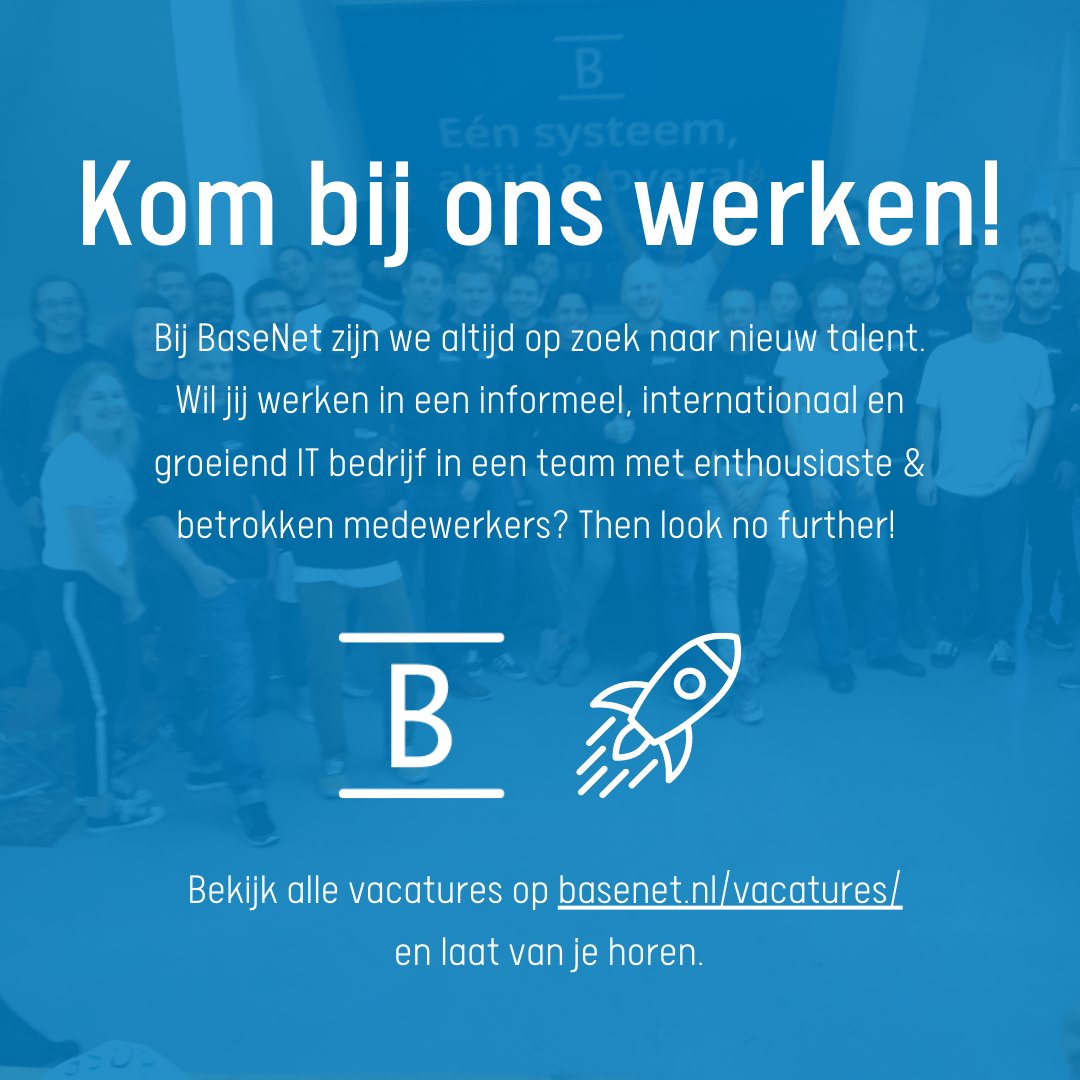 Word jij onze nieuwe collega?
BaseNet groeit en daarom zijn we constant op zoek naar nieuw talent. 🚀

Solliciteren kan via: basenet.nl/vacatures/

#Legal #Saas #CRM