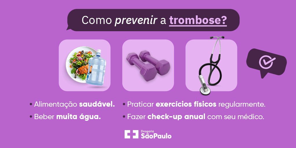 A trombose é uma doença que requer acompanhamento profissional, mas nós podemos nos prevenir seguindo alguns hábitos saudáveis. Quais desses hábitos você segue no seu dia a dia? Conta pra gente!