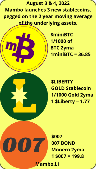 MrCryptoMambo's tweet photo. it's finally within reach:
Planned launch begins August 3, 21:00 GMT +1
https://t.co/dBY07kKVOH
#miniBitcoin, #miniBTC, #LIBERTY #Goldstablecoin #007 #BOND #Stablecoin #zilliqa #mambo https://t.co/8xXsxCn6DM