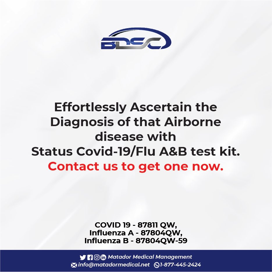 matadormedman's tweet photo. Find out the specific airborne disease with the Status Covid-19/Flu A&amp;B test kit. 
This Test kit aids more specificity in diagnosis and treatment

#covid #airborne #who #unicef #flu #healthsafety #health #treatment #medicine https://t.co/PnjdlZwZJh
