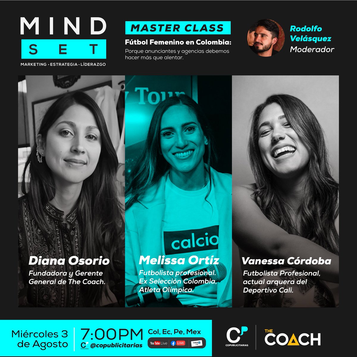 Hoy 7pm vía @copublicitarias ⚽️📢🏃‍♀️ Fútbol Femenino en Colombia: por qué anunciantes y agencias debemos hacer más que alentar.

Un espacio para entender el contexto deportivo, compartir oportunidades que #TheCoachCo ve para las marcas y escuchar a dos representantes de ellas 🇨🇴⚽️