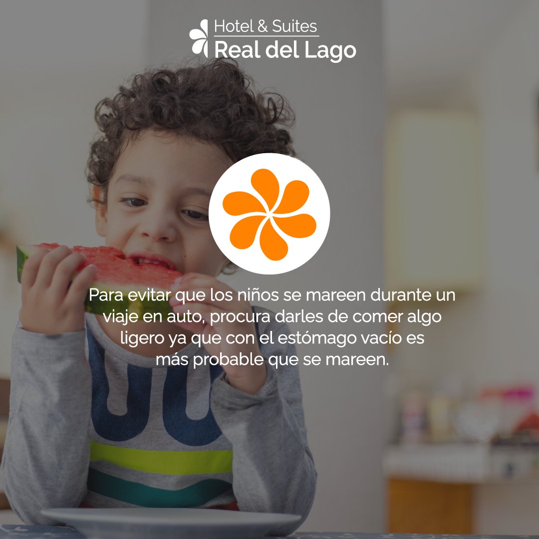 RealdelLago's tweet photo. Tip para viajeros:
Los mareos en viajes son muy frecuentes en niños, para evitarlo procura darles de comer algo ligero ya que esto reduce las posibilidades de que se mareen durante. #TipsReales https://t.co/CnA5FCFq2Y