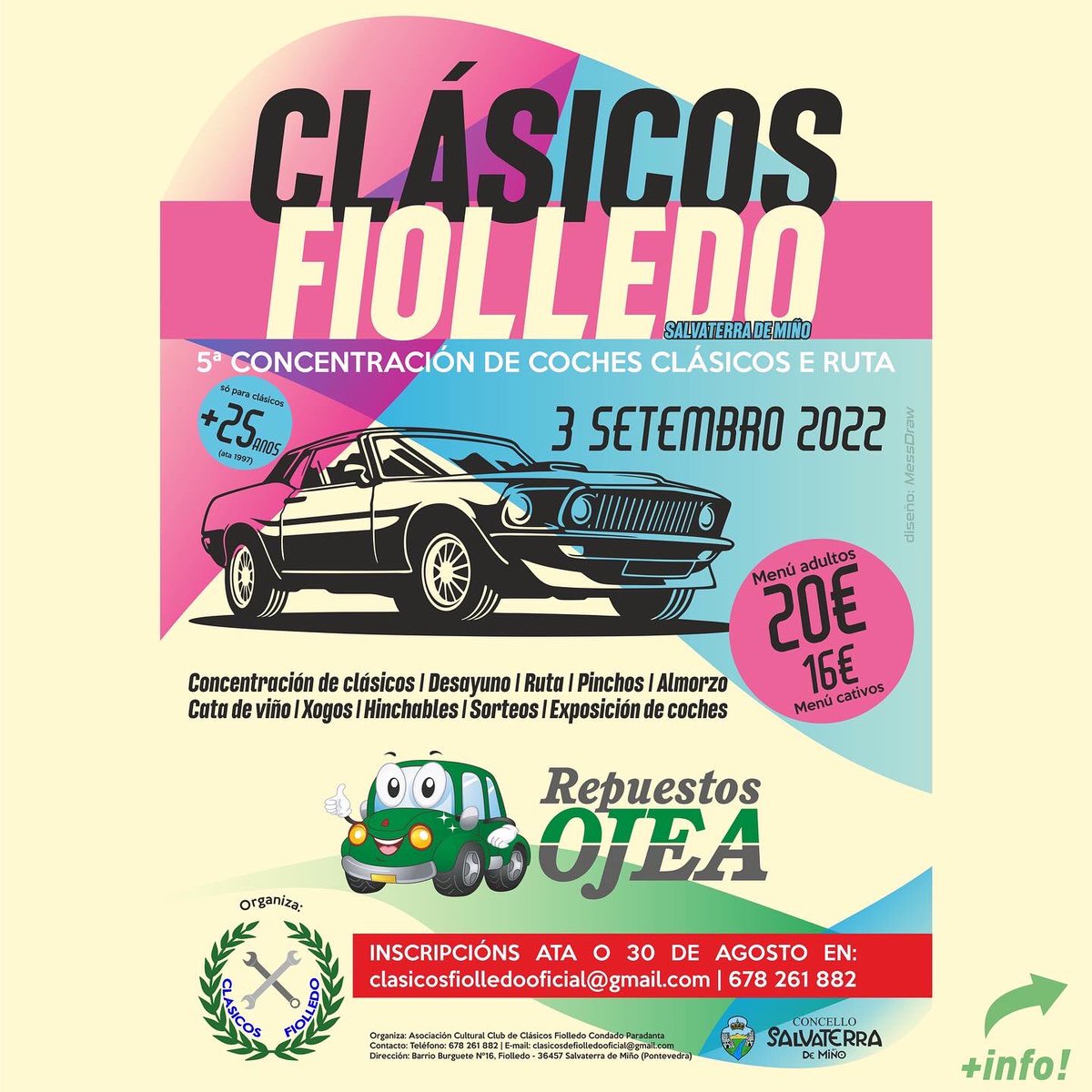 mess_draw's tweet photo. Diseño de cartel, flyers, colgantes y documentación para Clásicos de Fiolledo en ésta nueva edición de su evento estrella 💫 

Más información en sus redes sociales!
 
#MessDraw #Diseño #Cartel #Publicidad #Marketing #Branding #Imagen #Design #CochesClásicos #Colorful https://t.co/dtTr8q4kyH