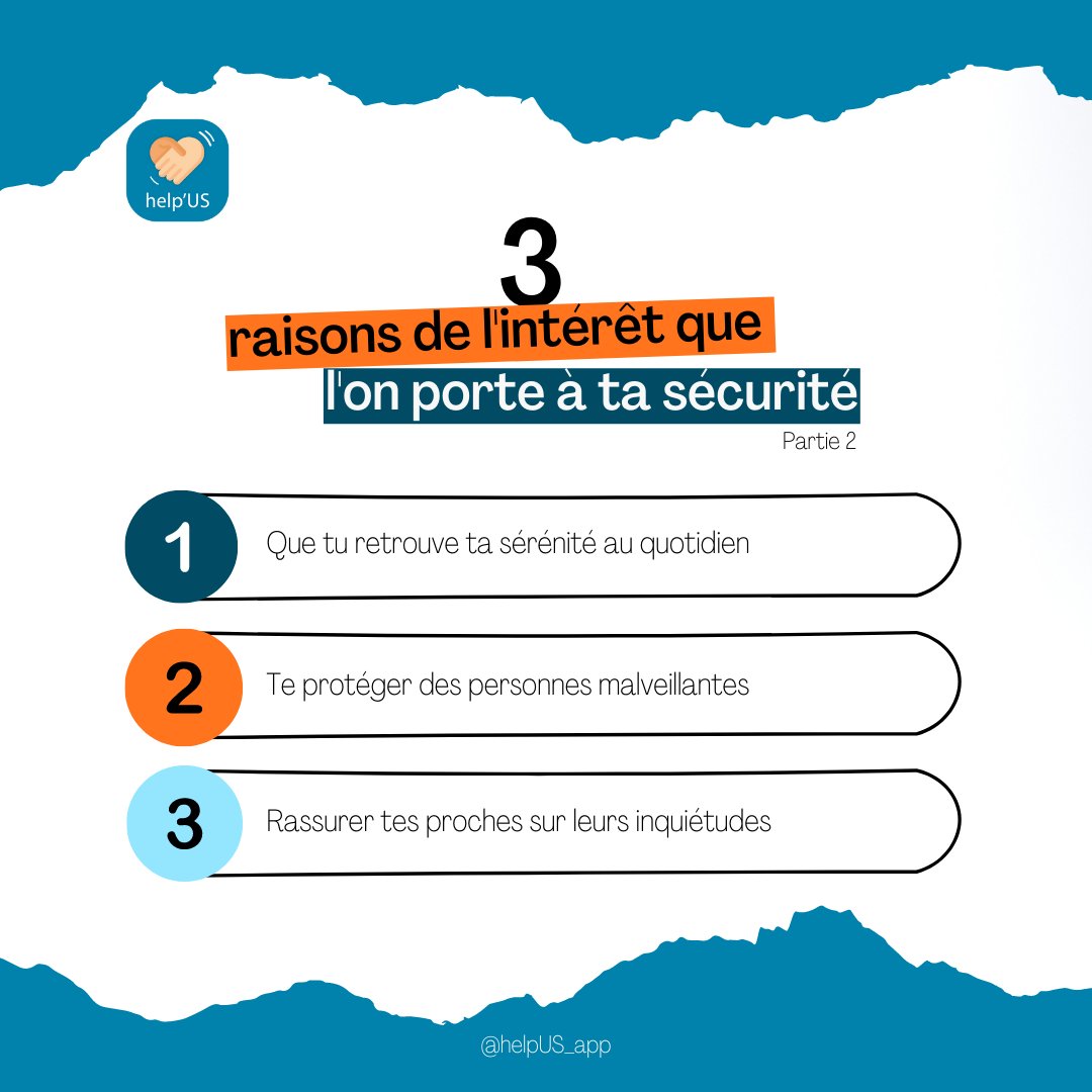 helpUS_app's tweet photo. 🤲 3 RAISONS DE L'INTÉRÊT QUE L'ON PORTE À TA SÉCURITÉ  (part 2)
🕊 Que tu te sentes en sécurité dans tes déplacements
✋Te protéger des personnes malveillantes qui viendraient à te faire du mal
👨‍👨‍👦‍👦Rassurer tes proches
➡️Ta protection est notre évidence
#défense #protection #aide https://t.co/8gLclUW7yz