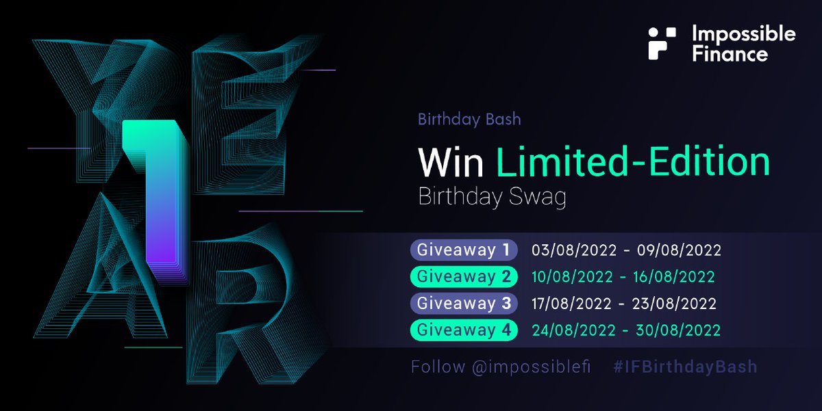 #IFBirthdayBash🐧 başlasın!

Impossible Finance, 1yılda, en muhteşem projelerden 14 İDO'yu başarıyla gerçekleştirdi 😍

✨ <a href="/impossible_/"></a> 'yi takip edin
✨ Beğen, RT, Favori İDO projeni etiketle
✨ #IFBirthdayBash🐧 etiketini kullanın
🎁  kazanmak için 👇

x.com/impossiblefi/s…