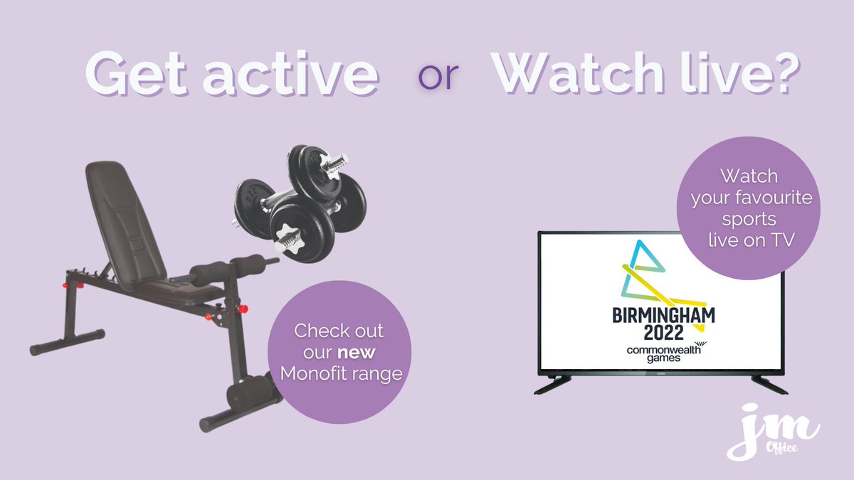 This year's #CommonwealthGames are a great opportunity to get involved with sports! ⚾🏃

Join the action! Shop our range of affordable #exercise #equipment &amp; selection of #SMART #TVS👇
jmoffice.co.uk