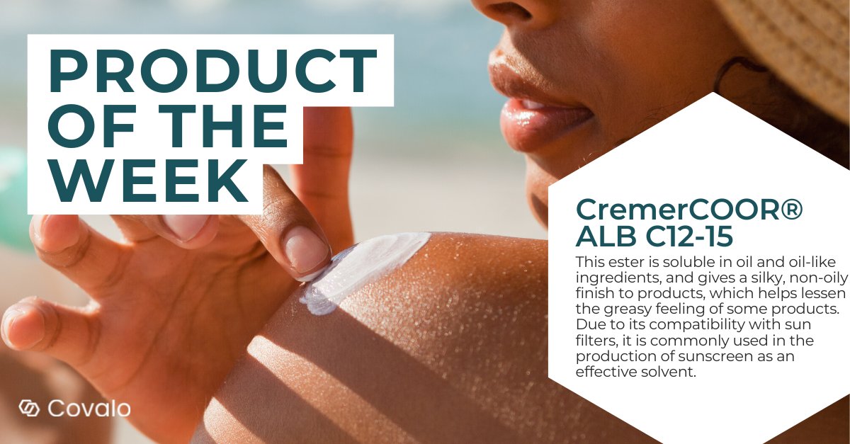join_covalo's tweet photo. Today we’re highlighting CremerCOOR® C12-15, an ester by CREMER OLEO. Due to its compatibility with sun filters, it is commonly used in the production of sunscreen as an effective solvent 🌞 Find out more: https://t.co/teO2zIcsZK
#alkylbenzoate #suncare #sunscreenformulation https://t.co/bLZF08iw67