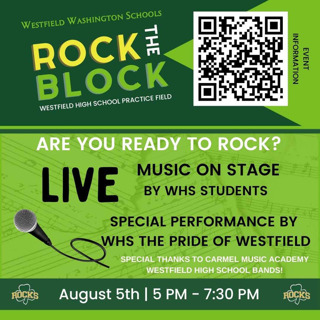 WWSWABC's tweet photo. So excited to be a part of the Rock the Block Community Bash on 8/8! This FREE public event at Westfield High School will have live music, free games and prizes, food trucks, and more! Whether you have kids in the district or not, you’re invited. We hope to see you there! https://t.co/UJY04m1lAK