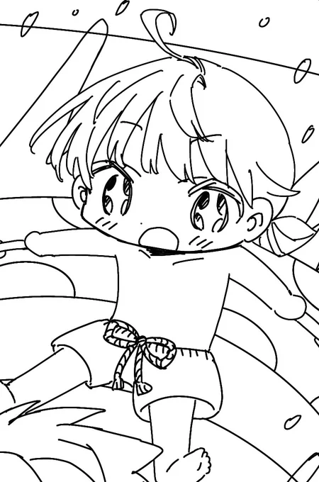 プールで遊ぶオベちゃん 