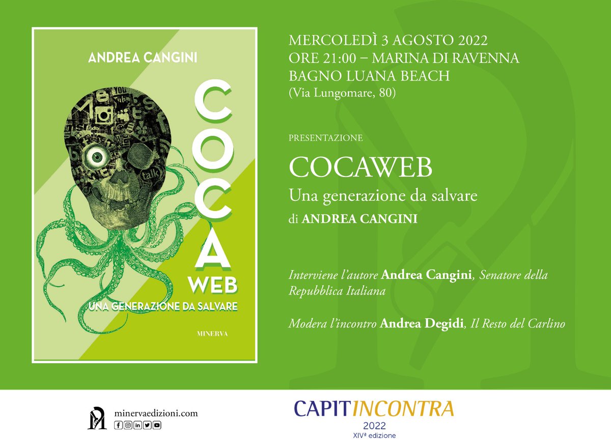 andrea_cangini's tweet photo. Il #CocaWeb tour continua. Caos ferroviario permettendo, questa sera sarò a Marina di Ravenna per presentare il mio libro, frutto di un lungo lavoro parlamentare, sui danni che l’abuso di social, videogiochi e simili provocano alla mente dei più giovani https://t.co/1yBP18OzgJ