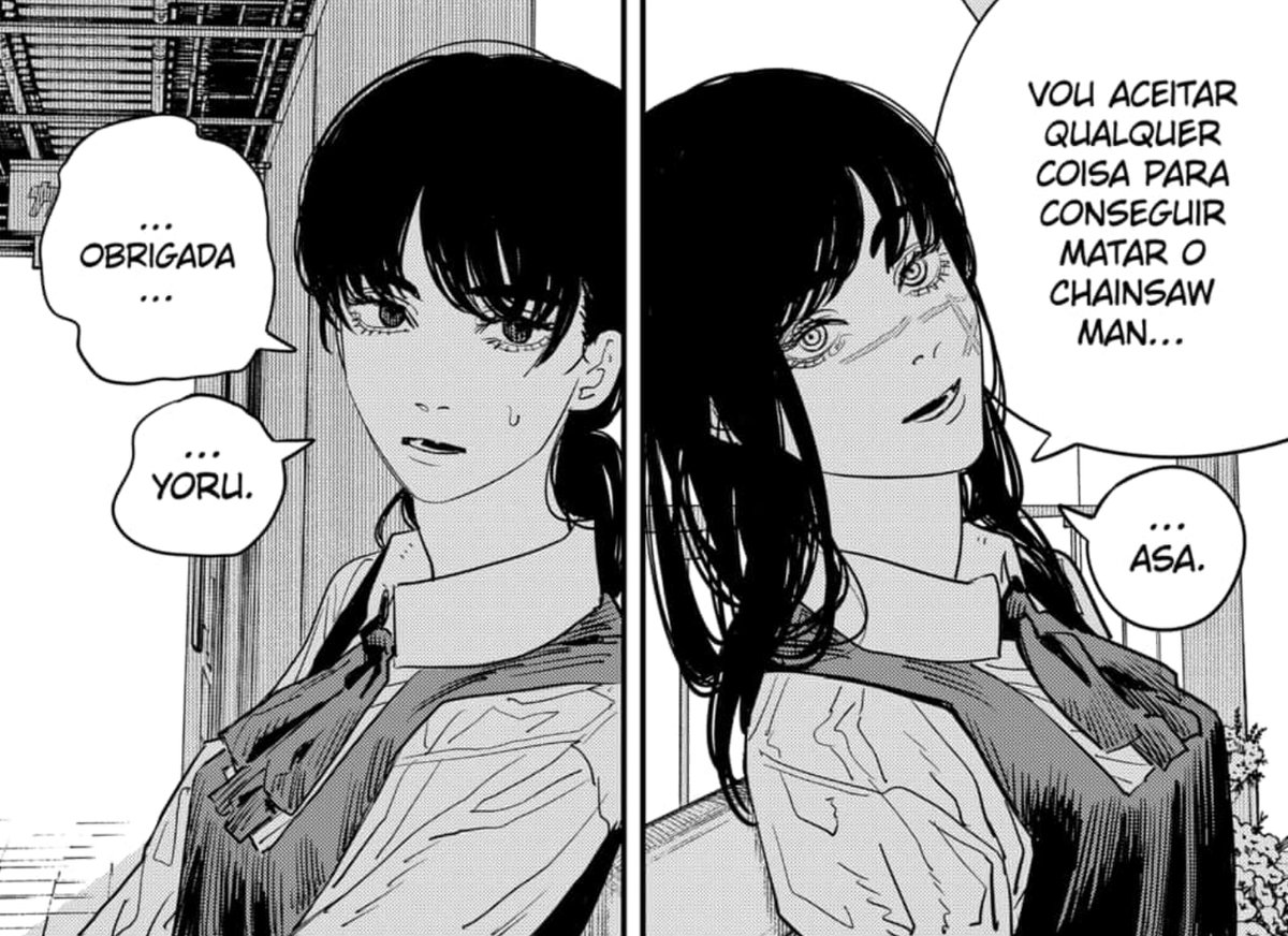 pensando na asa/yoru em chainsaw man. significativo que a war devil vive dentro da mente da asa, infestando ela de pensamentos indesejados, fazendo ela ter que travar uma guerra interna contra essas falas violentas (e fazer acordos com essa parte "dela" pra continuar existindo) 