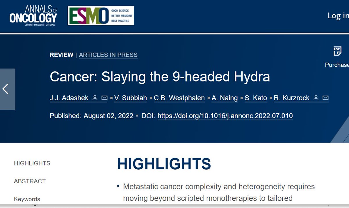 VivekSubbiah's tweet photo. 🥁🚨Delighted to share an amazing review 👉Hot off the press 👉 Cancer: Slaying the 9-headed Hydra @Annals_Oncology @myESMO @jacobadashek @Dr_R_Kurzrock  https://t.co/h2nlKFbZG5 https://t.co/4orgKeiivC