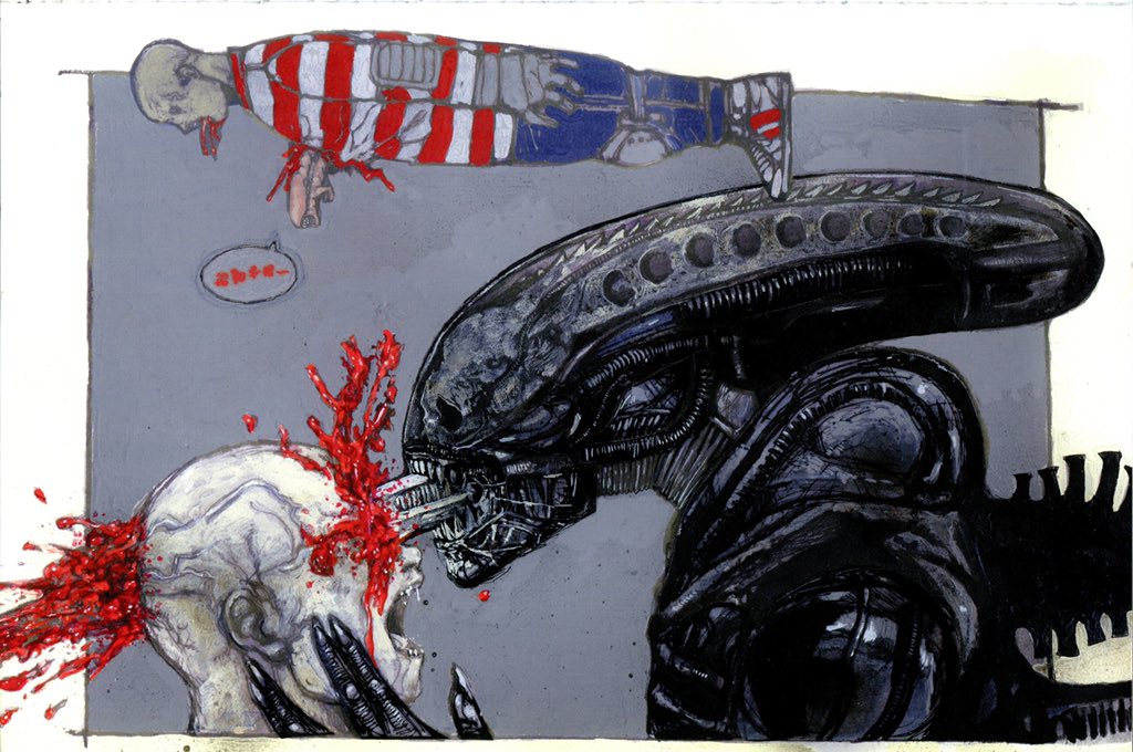 000shrub000's tweet image. 终于收到了！Xenomorph illustration by q hayashida, from “赤い牙 5”