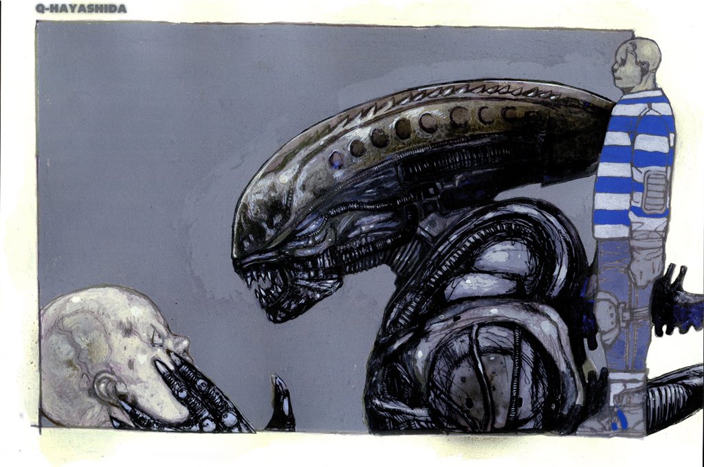 000shrub000's tweet image. 终于收到了！Xenomorph illustration by q hayashida, from “赤い牙 5”
