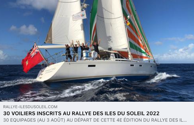 IlesDuSoleil's tweet photo. #rallyeIlesdusoleil 2022 - 30 équipages au départ de la 4e édition du rallye à destination de Marie-Galante en Guadeloupe. A lire...
https://t.co/Cy8rzeJCos https://t.co/YoQt9rHA2I