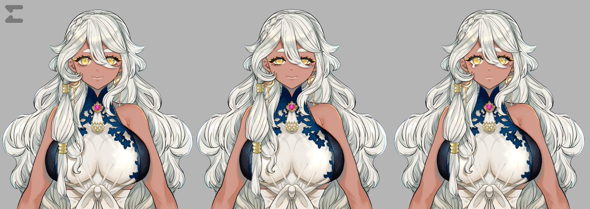 [キャラデザ]

アーヤ・ベイシャ様( @aayabeisha )
のキャラデザとお仕立てをさせて頂きました。
アイメイクがかなり強めで、でも下品にならないように、お靴はシーシャをイメージしています。

3枚目と4枚目は仮ラフや他案など。
これからのご活躍を応援しております、沢山お話して欲しいです。 