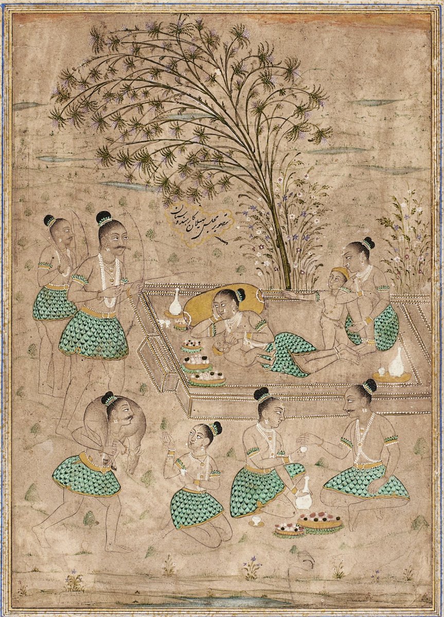 ssharadmohhan's tweet photo. Unusual use of strong Green Pigment on the Skirts of the Figures stand out strongly against the Background in this c1725 AD #Deccan #India painting sold by @Sothebys
This Charming Drawing is 'A Family of #Bhils in a Landscape'.
@DalrympleWill @ranjona @swativashishtha @dpanikkar https://t.co/jmGGdzd3Pp