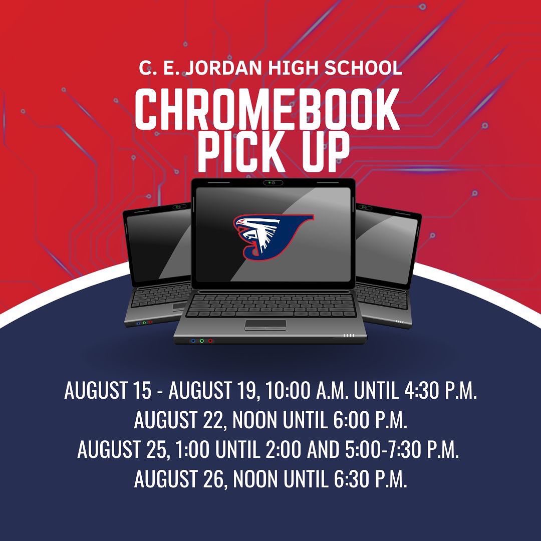 PrincipalJHS's tweet photo. JHS Chromebook Distribution will take place in the main lobby on most days. Immediately after Freshman Orientation, the Class of 2026 can pick up Chromebooks in the cafeteria. 💙💻 ❤️ #graduatewithoptions #optimizeopportunities #supportfellowFalcons https://t.co/VutiIy9S2c