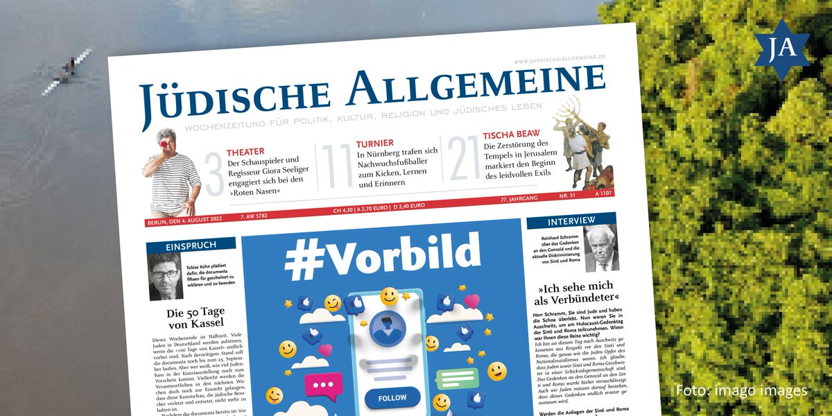 JuedischeOnline's tweet photo. So sieht die Seite 1 unserer neuen Ausgabe aus. Alle 22 Seiten gibt es am Donnerstag. Unsere Themen diese Woche unter anderem: #Twitter, #Theater, #Turnier und #Tischa beAw. Reinschauen lohnt sich. https://t.co/zSqyBQnMjs
