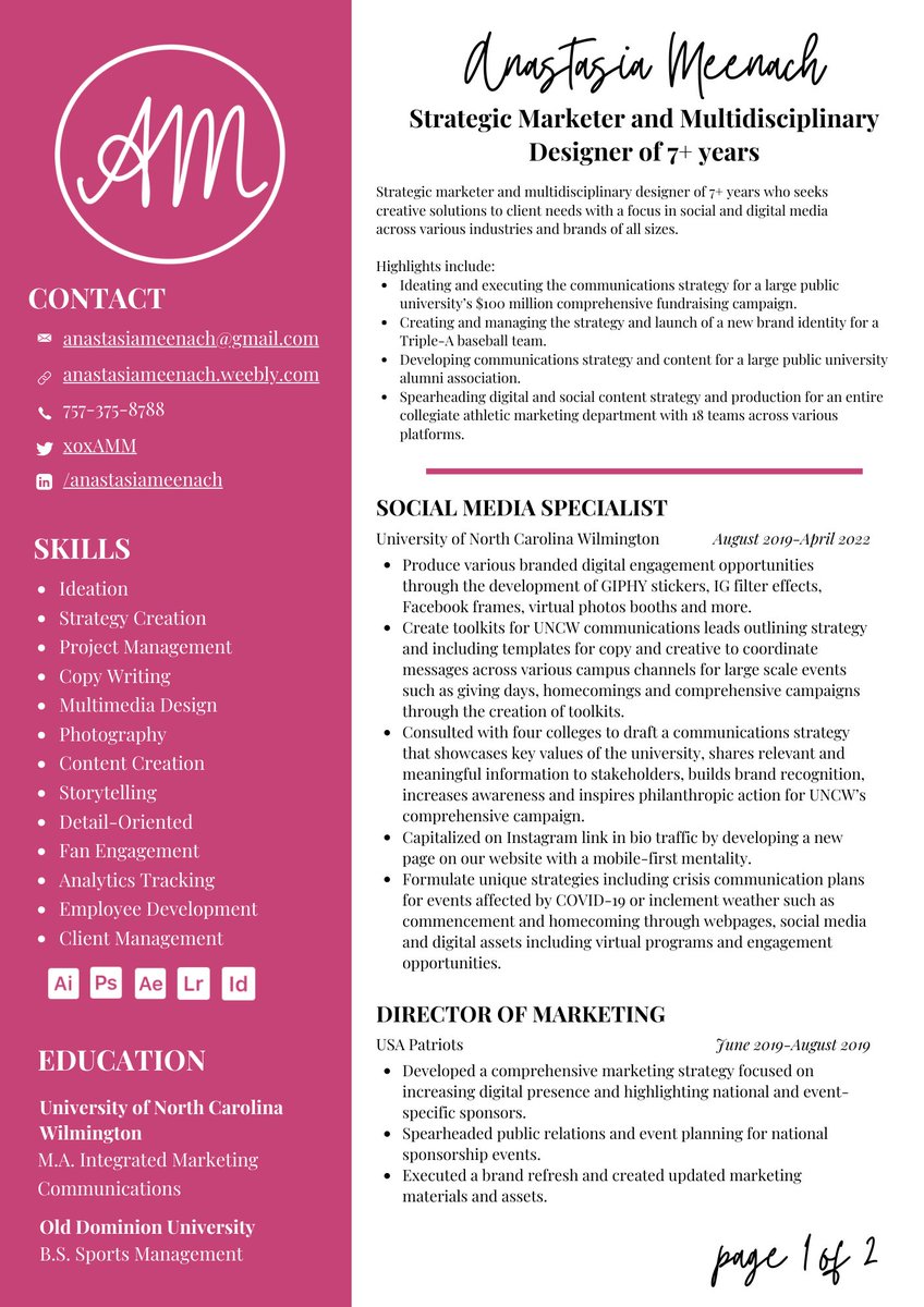 xoxAMM's tweet photo. My resume and portfolio are now like really, really pink.

What can I say? It's my favorite color. I'm sure it'll stand out 😅

https://t.co/UEJfL7SYRS https://t.co/4DEAHcGl9D