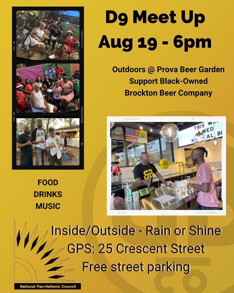 Calling All D9 once again to Brockton (South Shore)! This event is FREE; however, please bring your Black dollars to support Black-Owned Brockton Beer Company. Also, bring your chapter members, family, and song requests! This is our night to represent!!