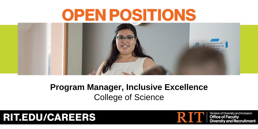 FacultyRecruit's tweet photo. .@RITscience is seeking a Program Manager with a passion for equity, #DiversityandInclusion to advance initiatives of @ritcastle by working with #RIT faculty and students on inclusive practices in #STEMeducation

Learn more: https://t.co/aur5WOwZFk

#HigherEd #STEMjob #jobopening https://t.co/p3SFJF1Gb1