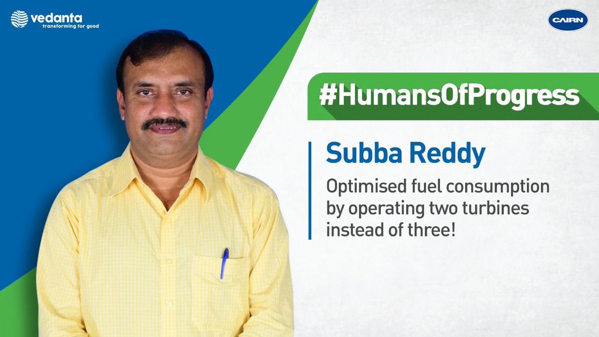 Cairn_Vedanta's tweet photo. By implementing two turbine operations instead of the usual three, Subba Reddy & his team reduced greenhouse gas emissions and energy consumption while boosting business efficiency. Incredibly proud of our talented workforce! #HumansOfProgress https://t.co/41uTrk5Hip