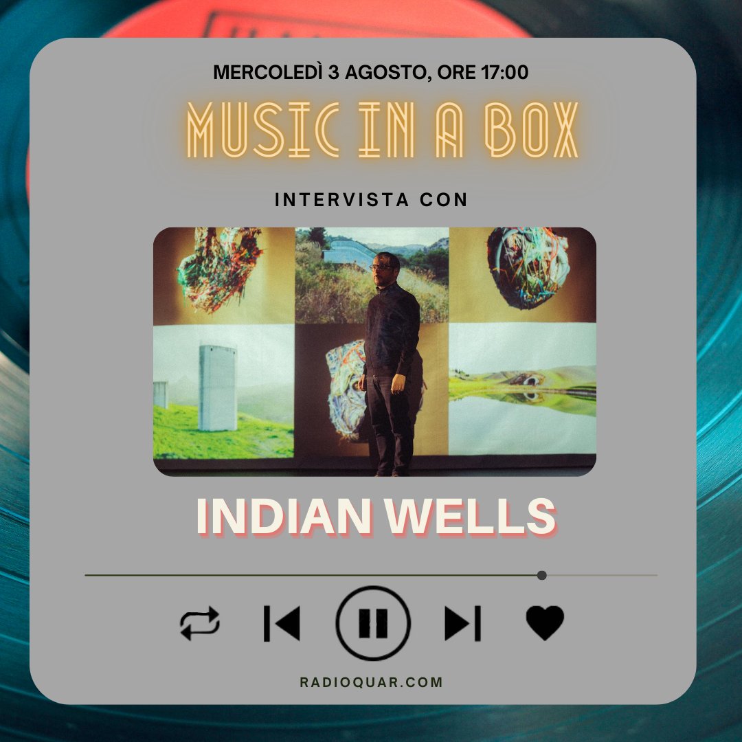 Alle 17:00 riascoltiamo la puntata di ‼️Music In A Box‼️ dedicata a
💥INDIAN WELLS [Pietro Iannuzzi]💥
<a href="/IndianBells/">Indian Wells</a>, tra i più interessanti e talentuosi producer italiani che, intervistato da <a href="/SalvatoreC1970/">LOTA SCUDETTO</a>, ha parlato anche del nuovo LP "No One Really Listens To Oscillators".