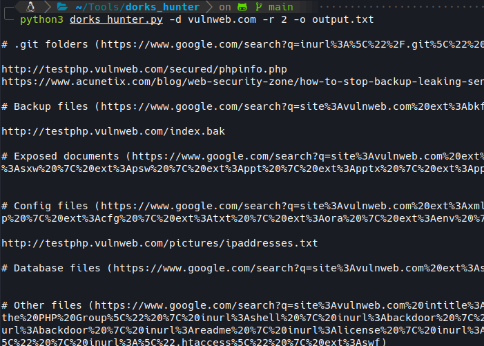 Six2dez1's tweet photo. I've just released a small Python utility to get Google Dorks results called dorks_hunter, will be in next reconFTW's release, meanwhile give it a try and send me some feedback:

https://t.co/iu6h94CZMg

#recon #osint #bugbounty #pentesting #hacking #tool https://t.co/GrRhI5Uqi6