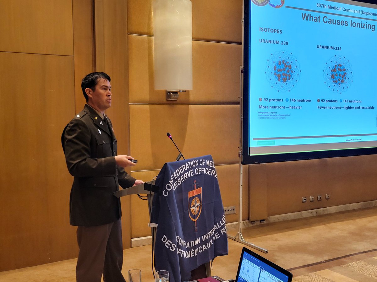 CPT Eliot Fletcher with 491st MCAS sharing his expertise on Radiation Exposure in an increased threat environment to #CIOMR international delegates in Athens <a href="/807thmcds/">807th Medical Command (Deployment Support)</a> #SubjectMatterExpert #ArmyProfessionals #NATOPartnerships <a href="/USArmyReserve/">U.S. Army Reserve</a> <a href="/efsananikone/">Eliot Fletcher</a>