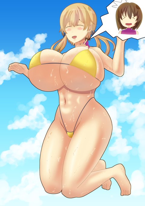 艦これのプリンツ・オイゲン(巨大娘)描いてみました
提督を乗せてジャンプしている絵です 