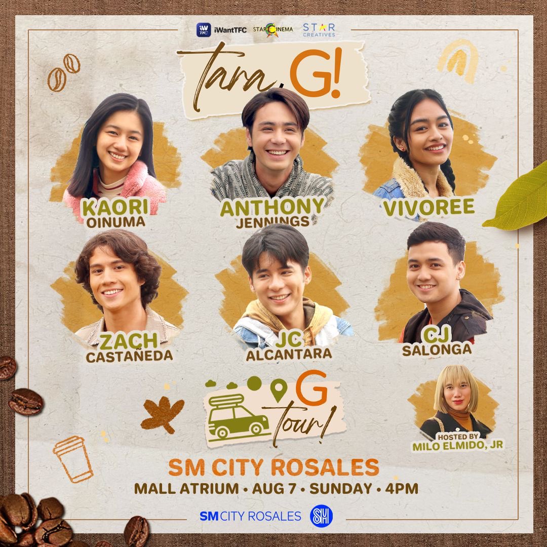 TROPANG WISE IS ARRIVING! 🚐🫶🏼

The first of MANY mall shows is about to start! 🥳

Hop on the G-Tour journey starting this Sunday, 4PM, at SM CITY ROSALES PANGASINAN! 🤩

#GTour
#TaraG
#KamiAngTaraG