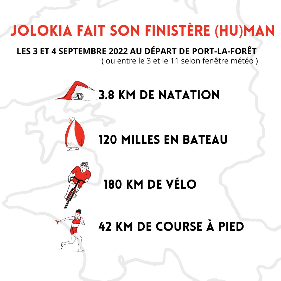 🏁🔥Les 3 et 4 septembre prochain, embarquez dans l'aventure <a href="/FEverial/">Finistèreman Everial</a> de Jolokia !  

🏊🏽 3,8 km à la nage
⛵ 120 nm à la voile

🚴 180 km à vélo
🏃🏽 42 km de course

💥 Objectifs ? Diversités, inclusion et performance

Merci à nos partenaires engagés <a href="/CottenGuy/">Guy Cotten</a> @parrainspar1000