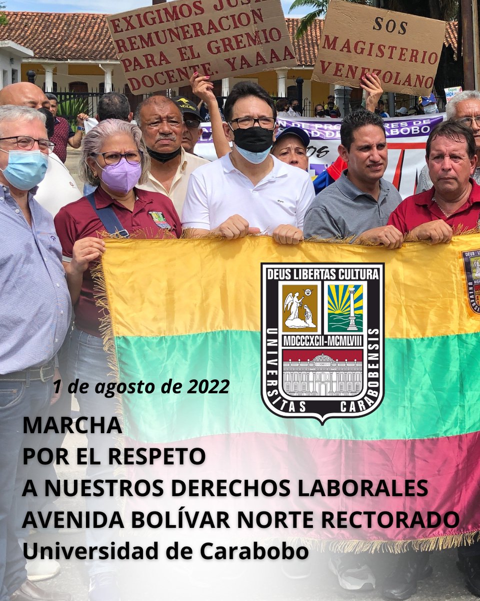 viceacademicouc's tweet photo. El 1 de agosto de 2022, diversos gremios de la @UCarabobo manifestaron en las adyacencias del Rectorado, en defensa de los derechos laborales @mppeduniv @TibisayLucena8 

#BonoVacacional #ONAPRE #BonoVacacionalYRecreacionalYA #ONAPREnosEstafa #ULTIMAHORA https://t.co/4ZMT5SXVQX