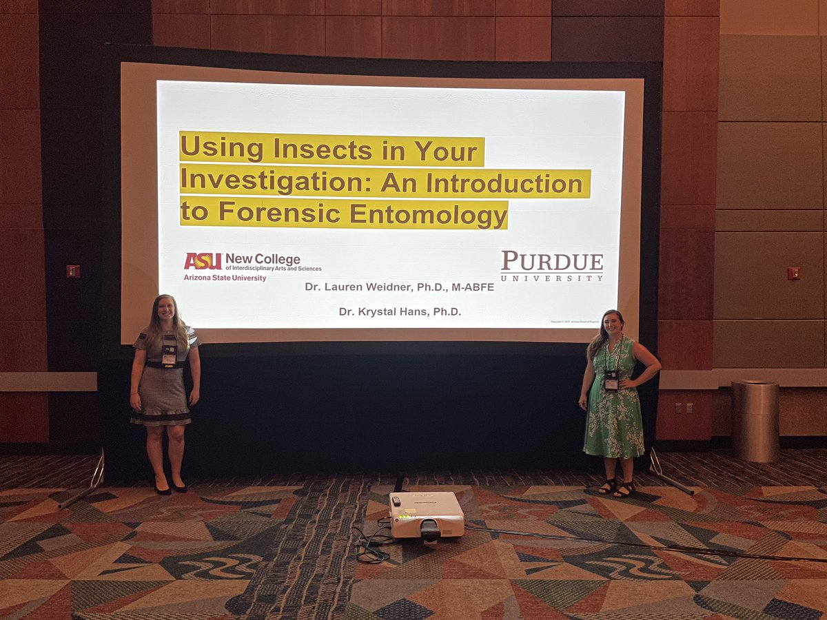 DrLaurenWeidner's tweet image. The @the_iai conference has been awesome so far! So glad @KrystalHans  and I got to share our knowledge on insects and investigations! #forensicentomology #iai2022