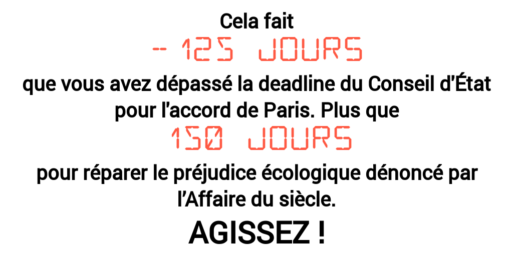 CaApproche's tweet photo. 📢 @EmmanuelMacron @JeanCASTEX @gouvernementFR agissez pour le #climat 🌍 
📌deadline du @Conseil_Etat : 31/03/2022 pour tenir les engagements de la France à #AccordDeParis 
📌 @laffairedusiecl : 31/12/2022 pour réparer le préjudice écologique (2015-2018) #AffaireduSiècle https://t.co/48Pq71C9cW