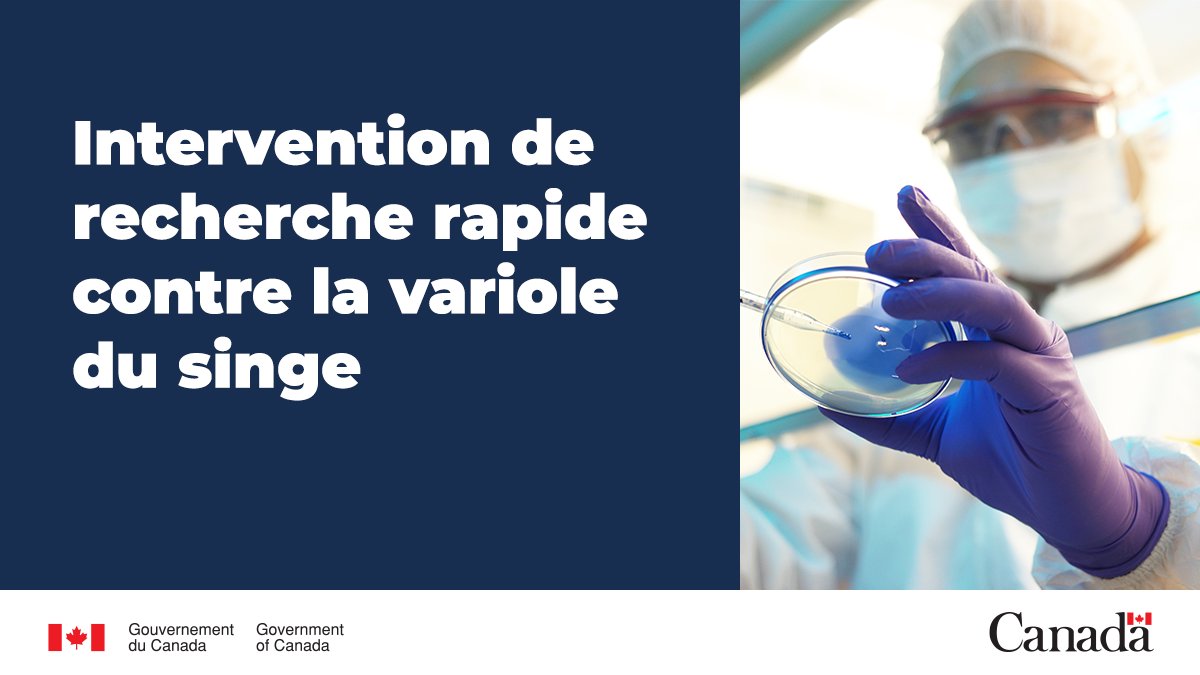 IRSC_CIHR's tweet photo. 🔔 Nouvelle #PossibilitéDeFinancement!

Intervention de recherche rapide contre la #VarioleDuSinge, en partenariat avec @IDRC_CRDI 

Date limite de présentation des déclarations d’intérêts : 16 août 2022

Détails : https://t.co/rZL9dbDKiz https://t.co/fjd3z5SCed