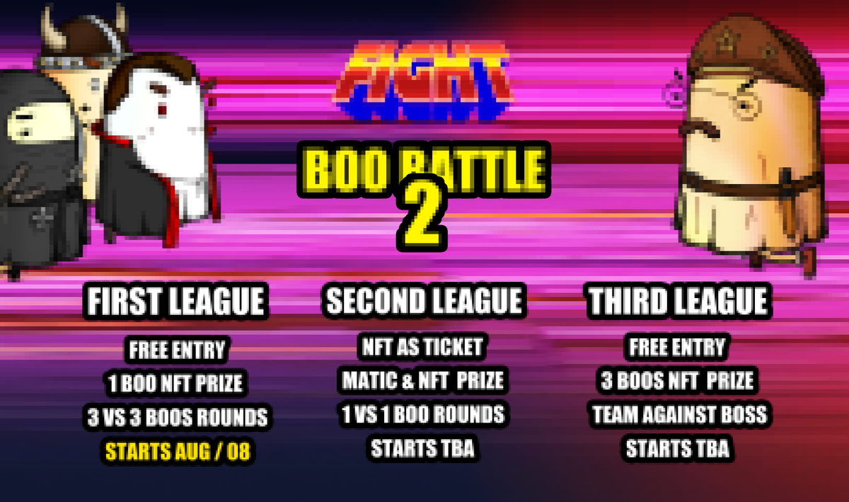 BooThingsNFT's tweet photo. FIRST LEAGUE TIME

Sign up and make sure you're ready for August 8th
https://t.co/CZJPnymygw

🥊RT and tag your friends Boo, let's fight!🔥
🎁 1 Boo Things NFT Prize

#NFTCollection #nftcollectors #NFTgames https://t.co/TKPqtEE35s