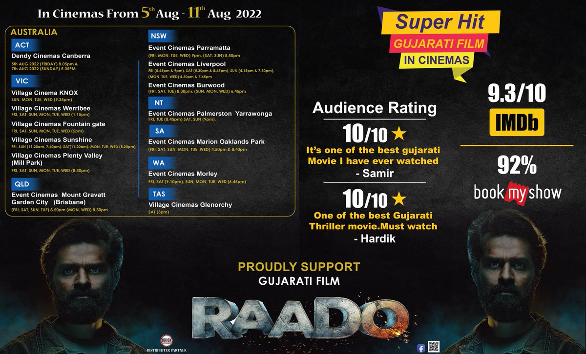 prajesh_goswami's tweet image. Have thase #raado in AUS, #raado in cinemas, full, #drama, #action first #GujaratiMovie book your tickets now #eventcinemas &amp;amp; #Villagecinemas Facebook @orionentausnz