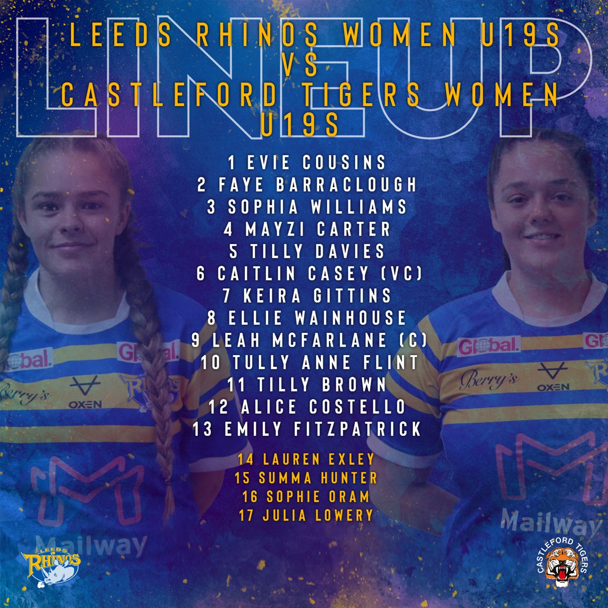 leedsrhinos's tweet photo. It's 𝗚𝗔𝗠𝗘 𝗗𝗔𝗬 for Leeds Rhinos Women U19s who take on @CTRLFCWomen U19s at Sports Park Weetwood, KO 7pm.  Good luck team!

#TeamRhinos #LeedsRhinosWRL https://t.co/b4gMi0xHve