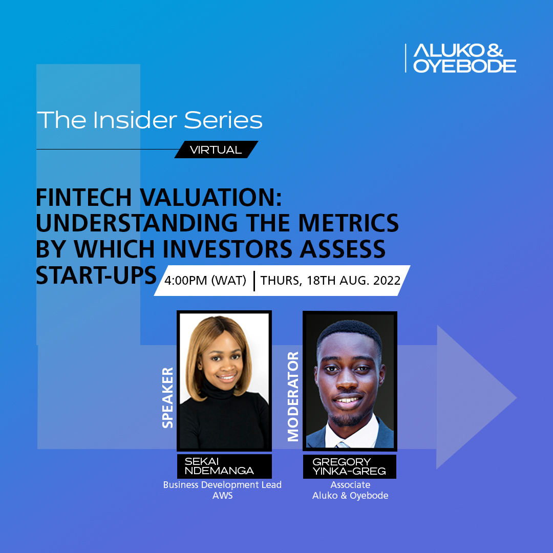 Aluko_Oyebode's tweet photo. 💬 Join us for the 5th edition of #AOInsiderSeries with Our guest Sekai Ndemanga, Principal Fintech &amp; Start-up Business Development Lead at Amazon Web Services, and moderated by Our Associate Gregory Yinka-Gregg.

🔗 https://t.co/w3d1WHo6Wx
📅 18th August 2022

#AlukoandOyebode https://t.co/234k6lPJ3C
