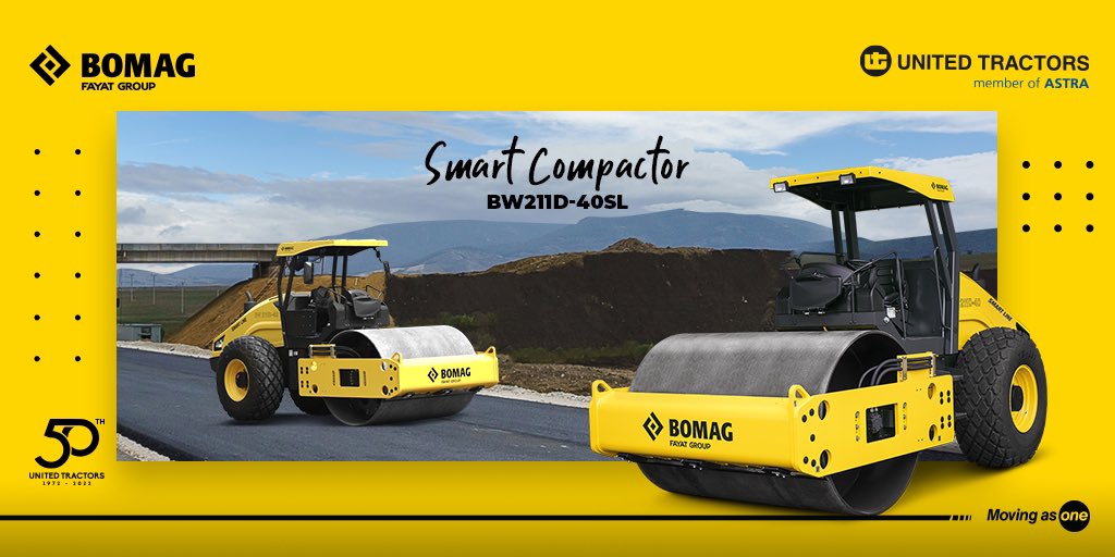 unitedtractors's tweet photo. Alat pemadatan cerdas, mudah digunakan, dan tahan lama, United Tractors hadirkan BW211D-40SL Smart Compaction!
#UnitedTractorsOfficial #UnitedTractors #MovingAsOne #Bomag #BomagSmartCompaction #SingleDrumRoller #JualAlatBerat #DistributorAlatBerat https://t.co/WuOWZPdhNT