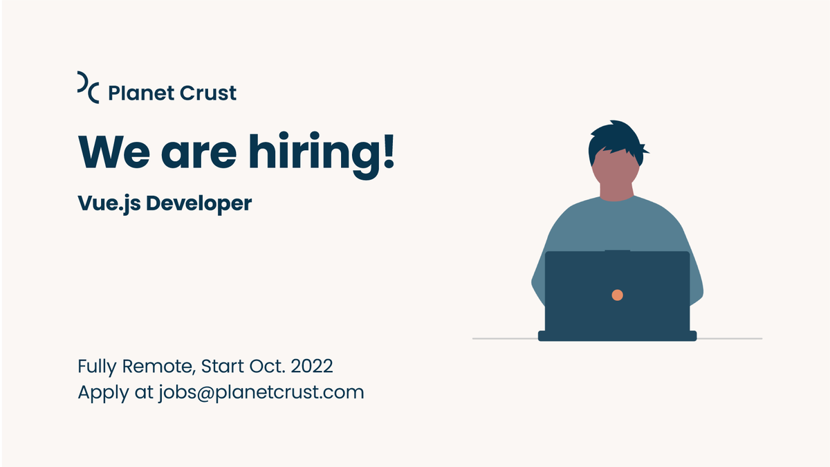 PlanetCrust's tweet photo. Are you looking for #career opportunities?
We are #hiring Vue.js Developers! 🚀

For more information about the open positions check our site:
👉 https://t.co/kaTBywAlJz

Apply at jobs@planetcrust.com 👨‍💻

#job #recruiting #vuejs #vuejsdeveloper https://t.co/C3HtqmMpCi