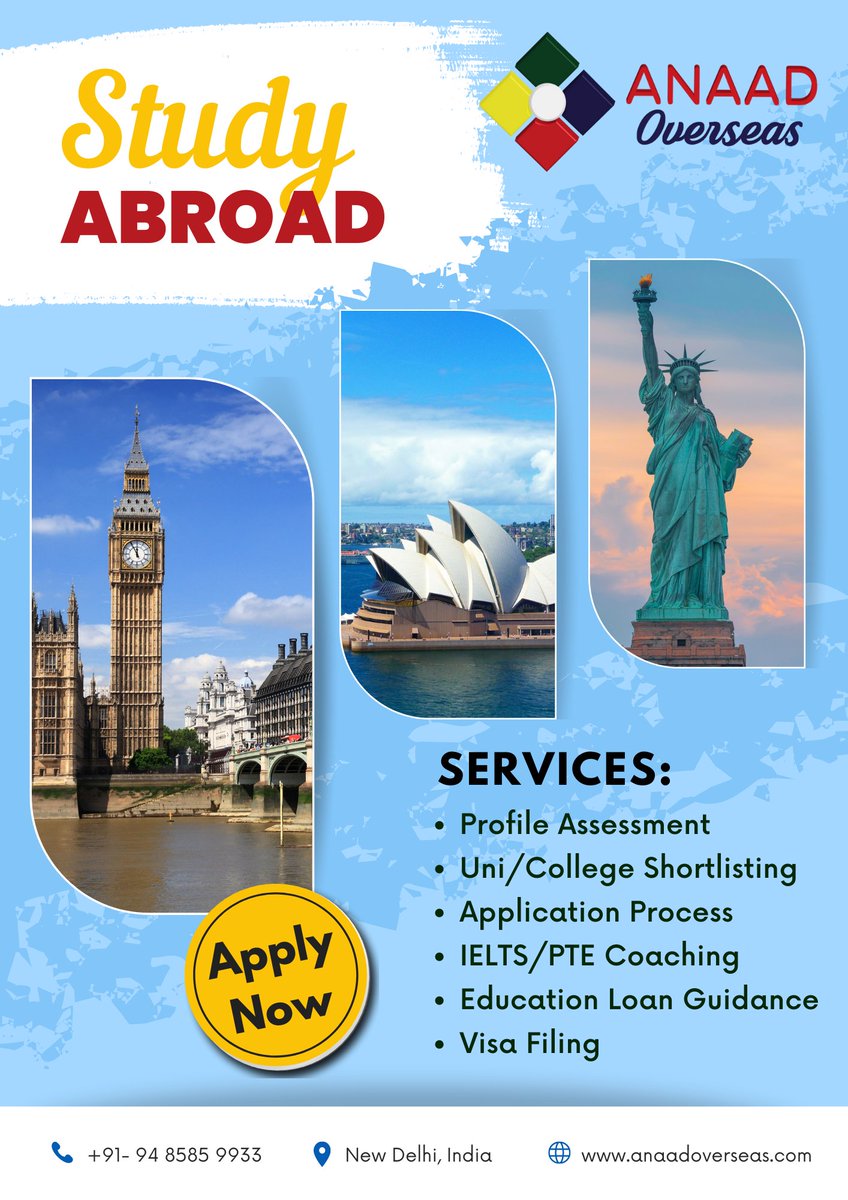 anaadworldwide's tweet photo. Connect with us for a FREE counseling session.

#anaad #overseas #student #abroad #assessment #USA #UK #Australia #Canada #NewZealand #Germany #studyabroad https://t.co/YJrLPiITkQ