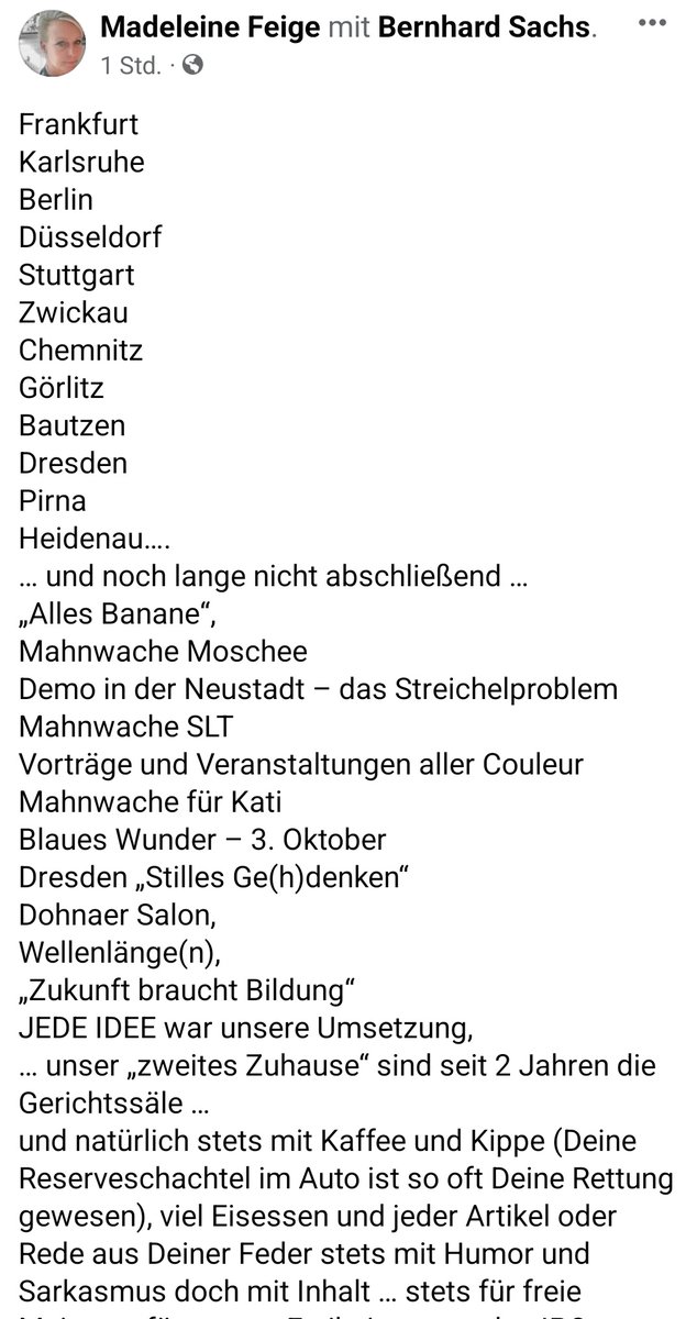 w_teupher's tweet photo. Wenn man liest, was die rechtsextreme Aktivistin Madeleine #Feige auf Facebook schreibt, kommt man um den Eindruck nicht herum, dass Bernhard #Wedlich für längere Zeit keine Aktionen wie an #dd0612 mehr starten wird. Wo die Polizei beide entfernen musste

https://t.co/8VRX6Jo5fW https://t.co/Yh5vSsesWf